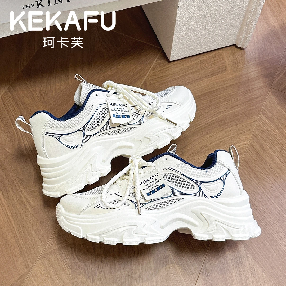 KEKAFU/珂卡芙休闲女鞋厚底增高运动鞋2025新款欧若风跑步鞋女