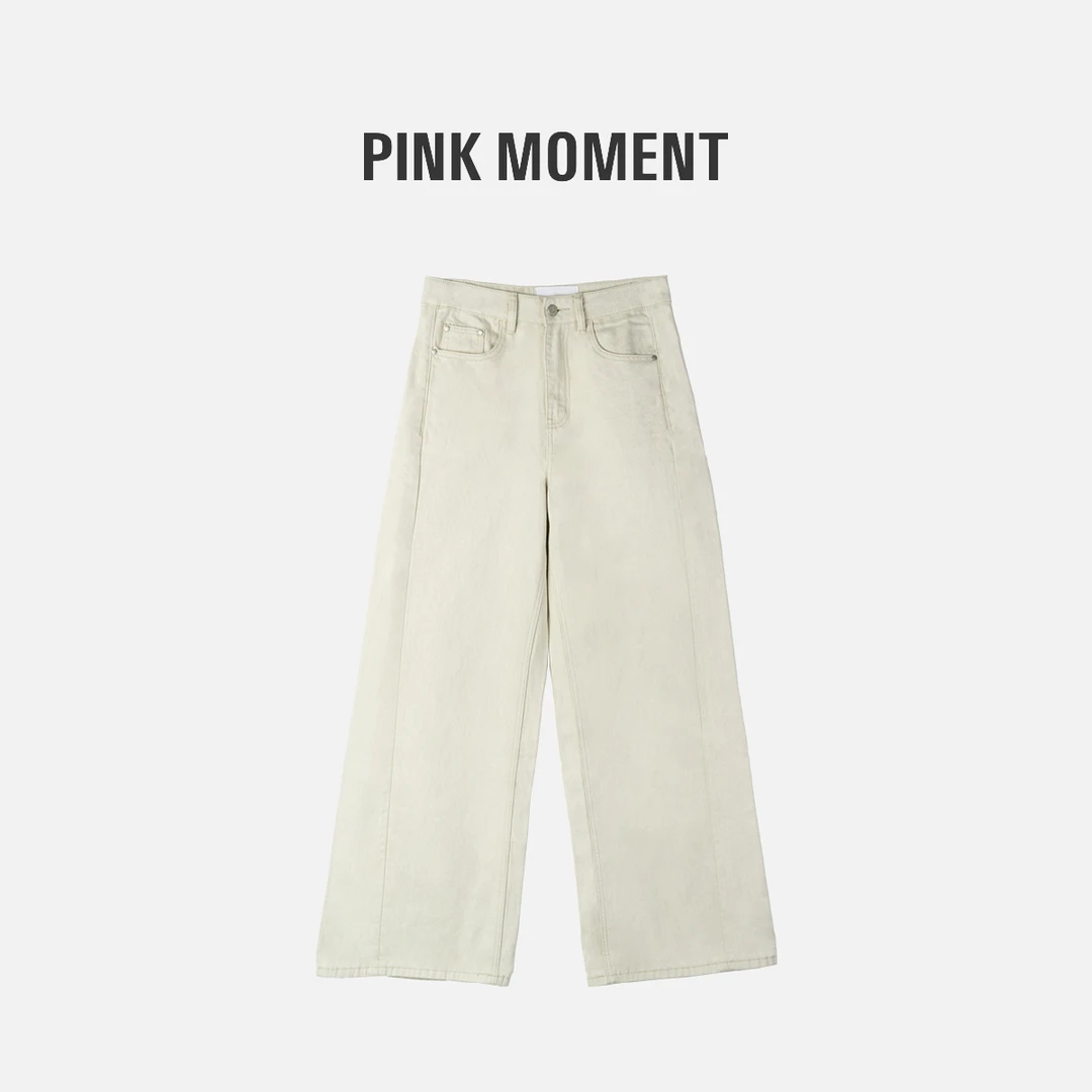 PM王囡囡 咖白休闲阔腿牛仔裤 NC1D1377