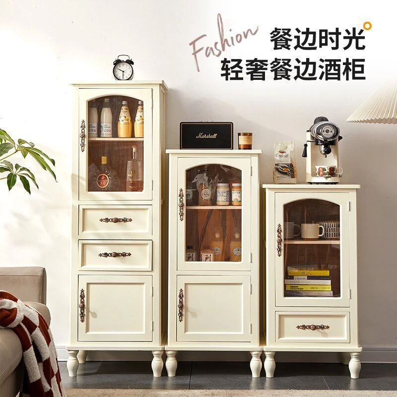 实木小酒柜带门靠墙客厅储物柜美式简约多功能立柜餐边柜客厅边柜