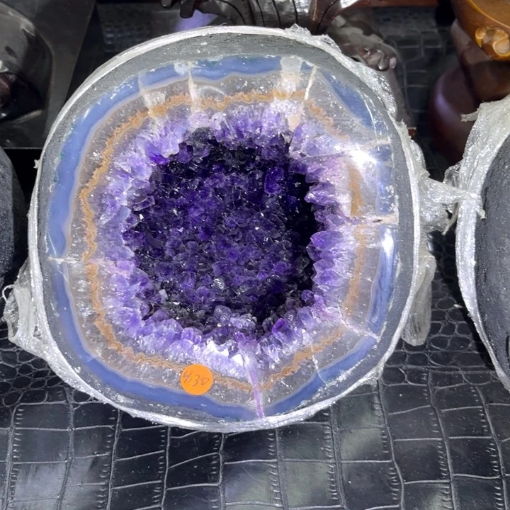 水晶珠宝半成品未镶嵌紫晶钱袋子