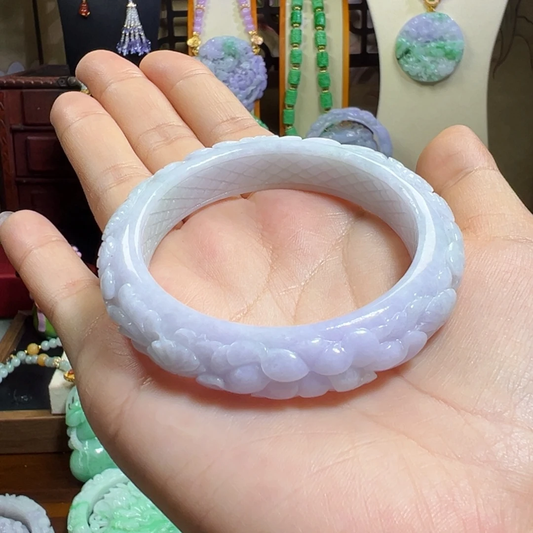 翡翠未镶嵌毛衣链紫手镯