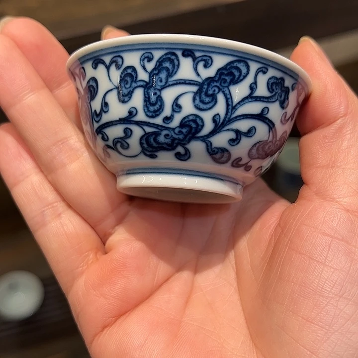 猪*钟家窑柴窑灵芝纹撇口杯