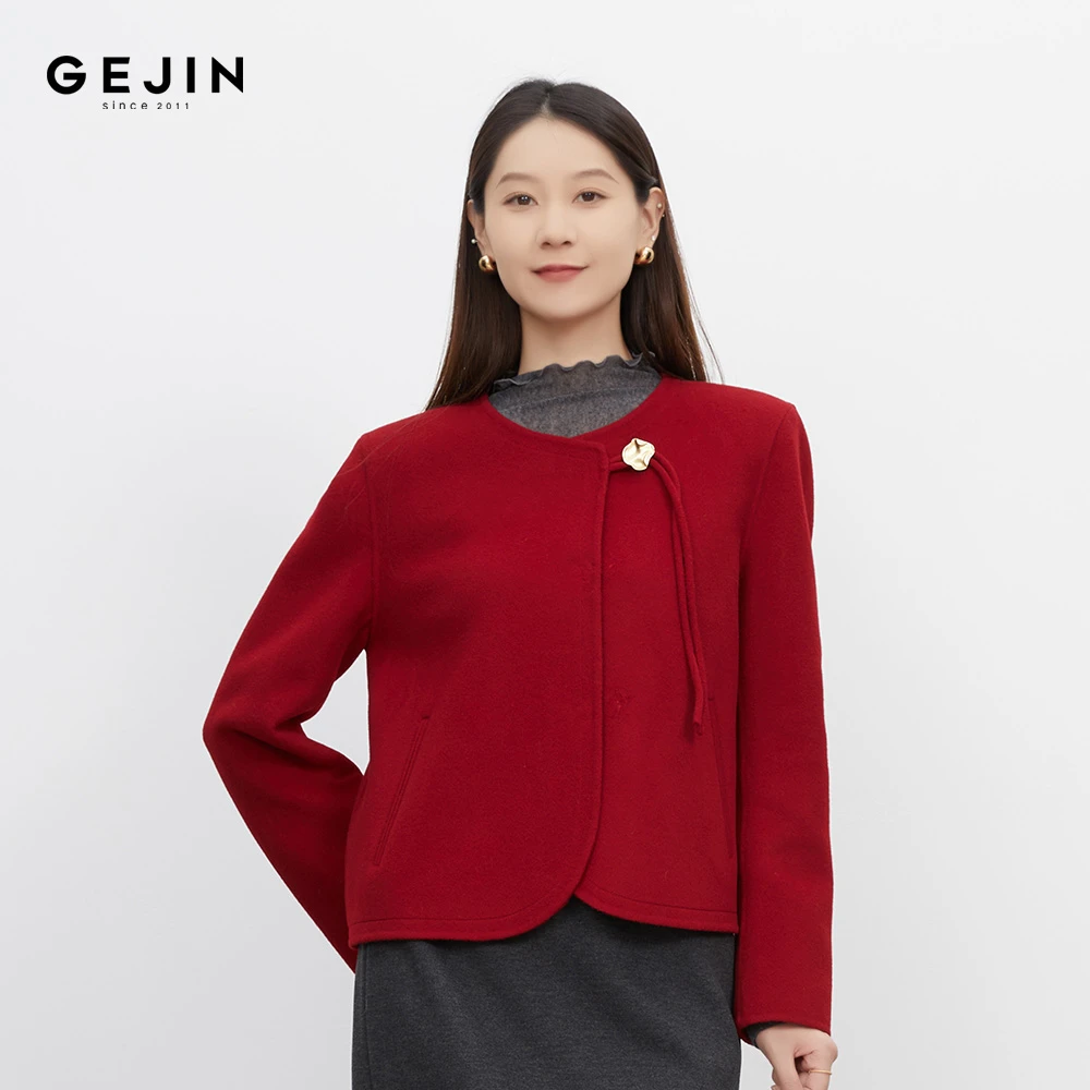GEJIN/秋冬新款小香气质优雅显瘦毛呢百搭外套9412582529