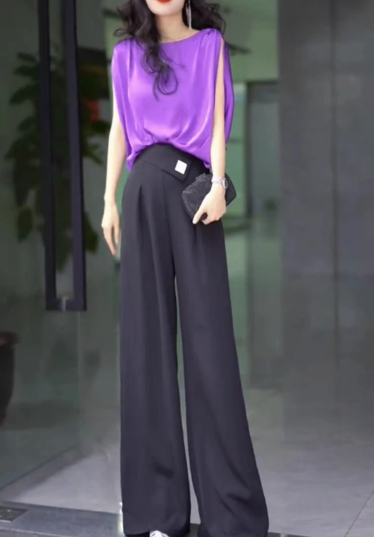 621-B-3-3-4新款时尚气质设计感韩版百搭高级感直筒裤高腰通勤裤