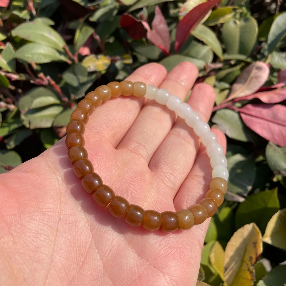 【龍韵祥】和田玉糖白极限弧卡7mm手串