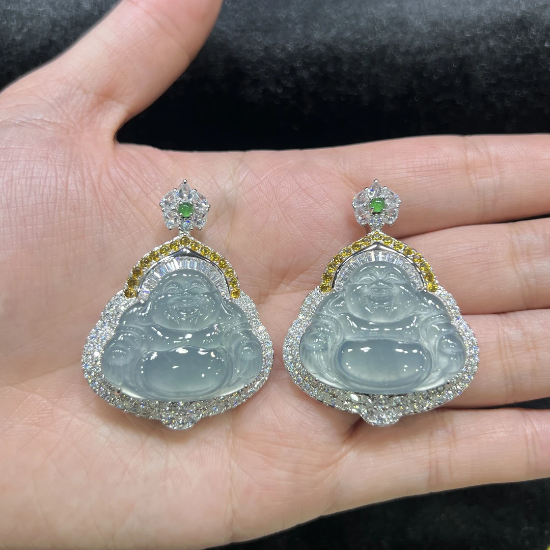 【红旭玉麟】天然翡翠A货蓝水超大佛公 多样性发一件