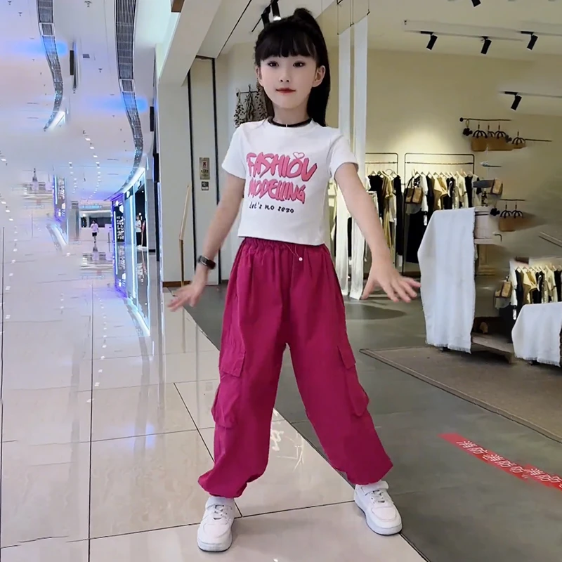 女童套装夏季2025新款爆款儿童洋气女大童韩版休闲灯笼工装裤潮款