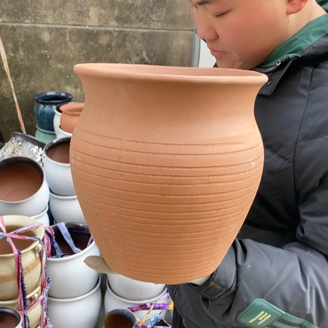 紫砂花盆瑕疵口21高23