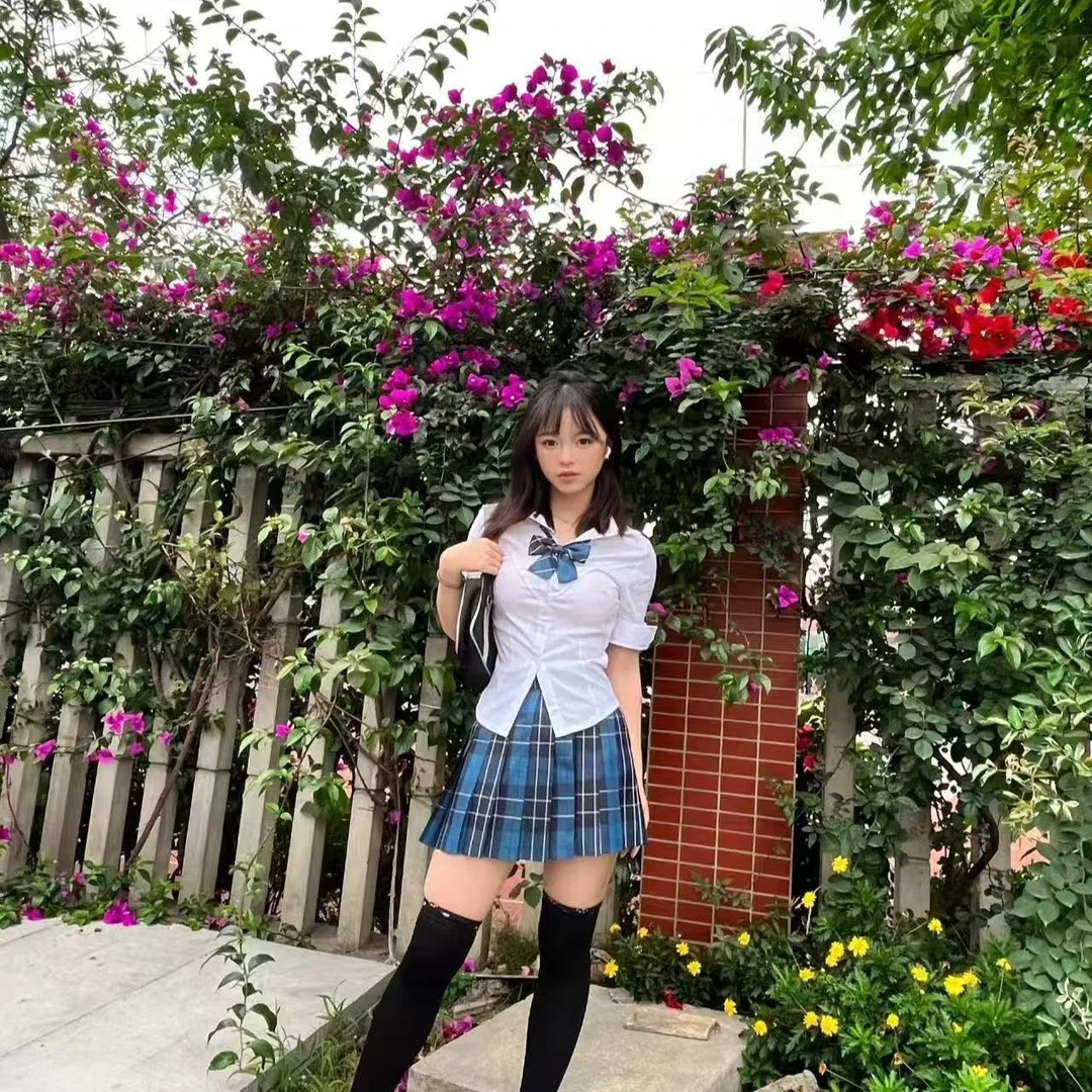学院风辣妹【大澜】正版供校感收腰白衬衫日系狗短百褶裙JK春秋套装