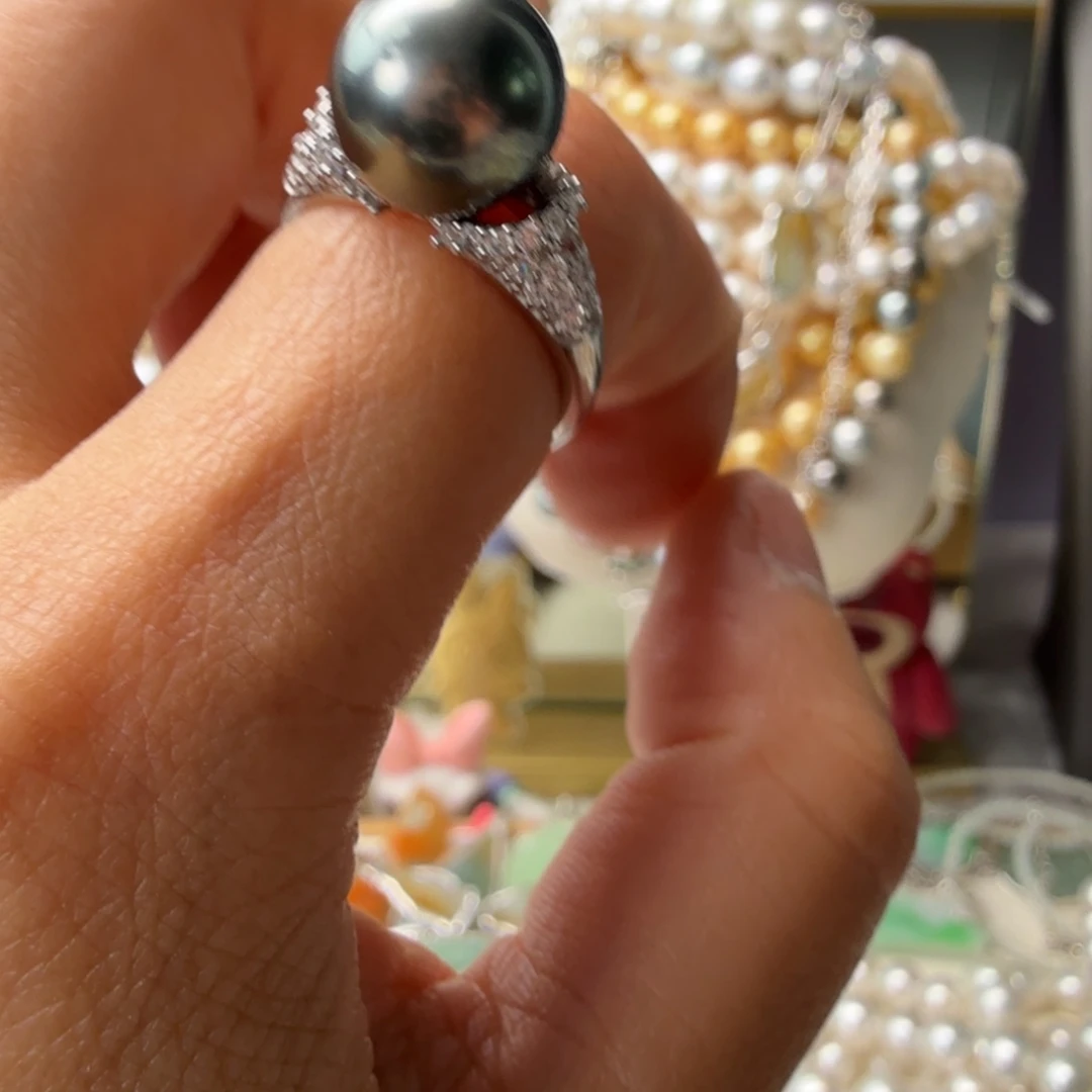 海水珍珠戒指银S925镶嵌