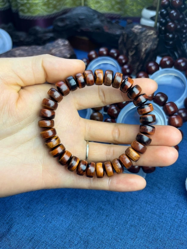 红降花梨公算盘珠手串10-0.7手串果冻料