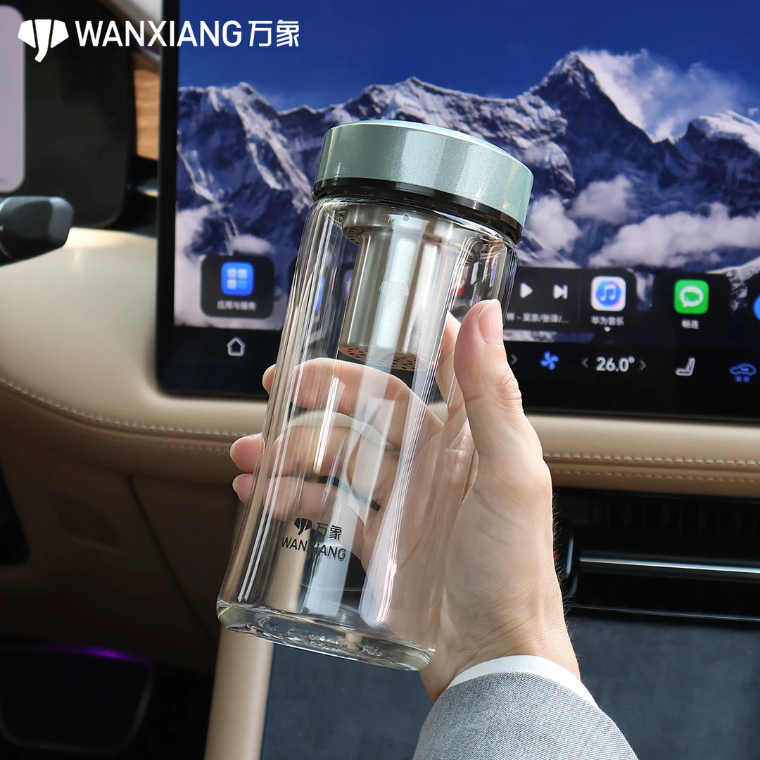 万象大容量水杯小蛮腰茶杯单层玻璃水杯车载茶杯男士女士茶杯水杯