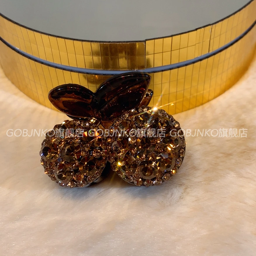 GOBJNKO韩版樱桃小抓夹气质轻奢时尚可爱发卡简约满钻小抓夹精致