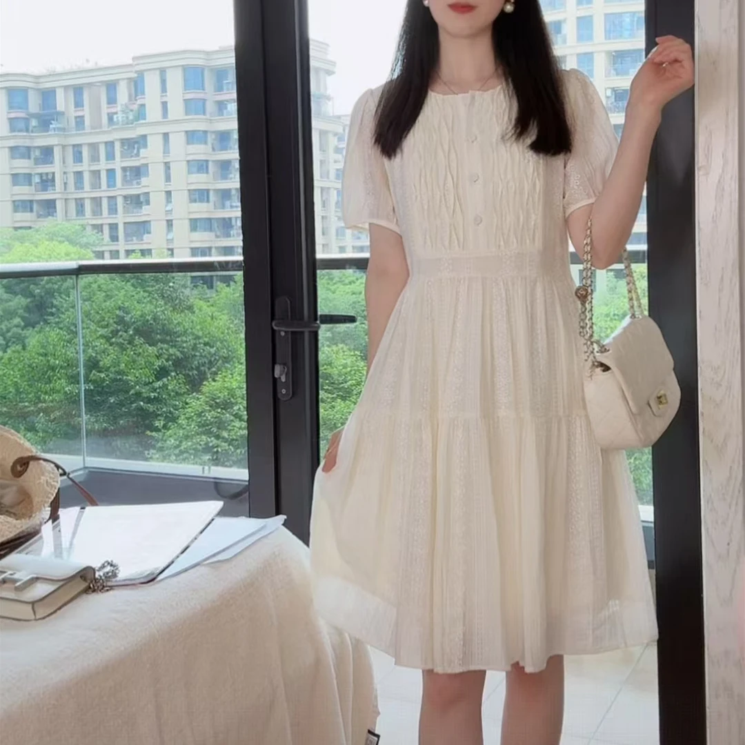 连衣裙显瘦时尚气质大方夏季法式中长款温柔风a字裙子收腰