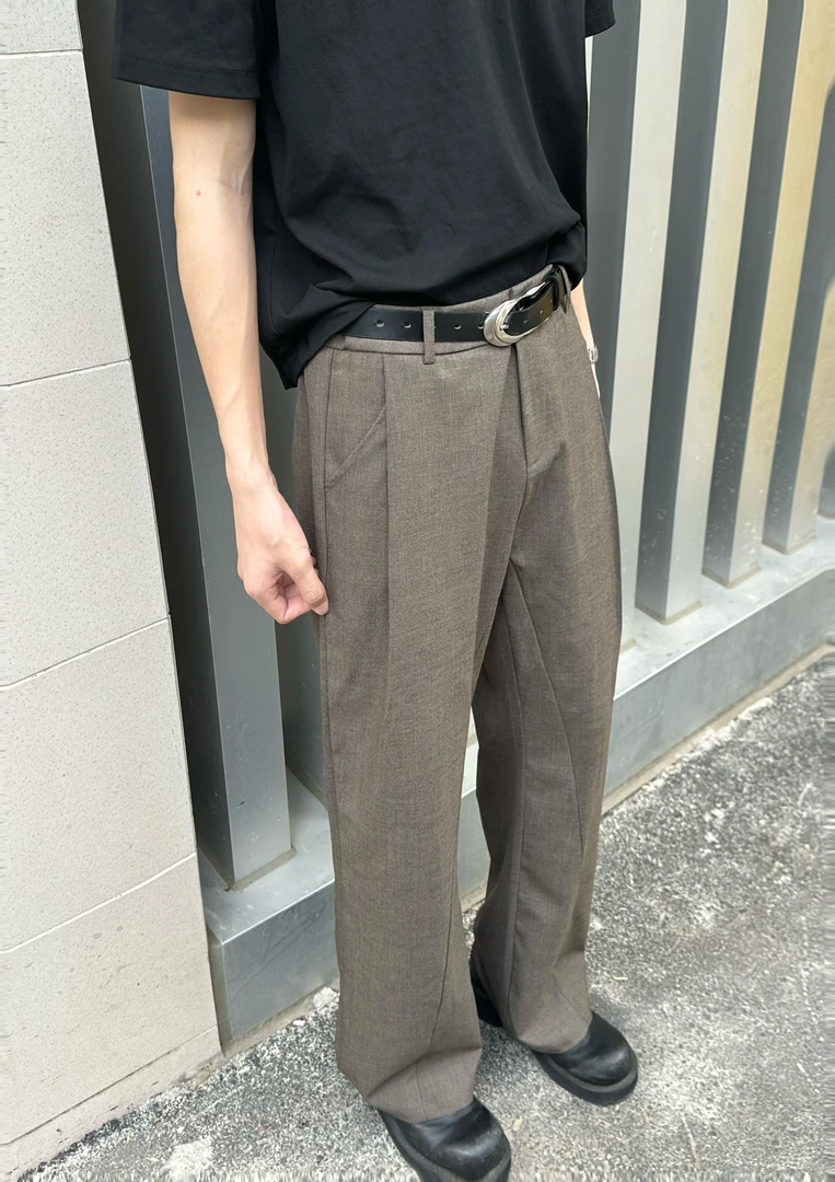 VARON TR混纺 A型夏季宽松微阔腿立体结构休闲垂感百搭直筒西裤