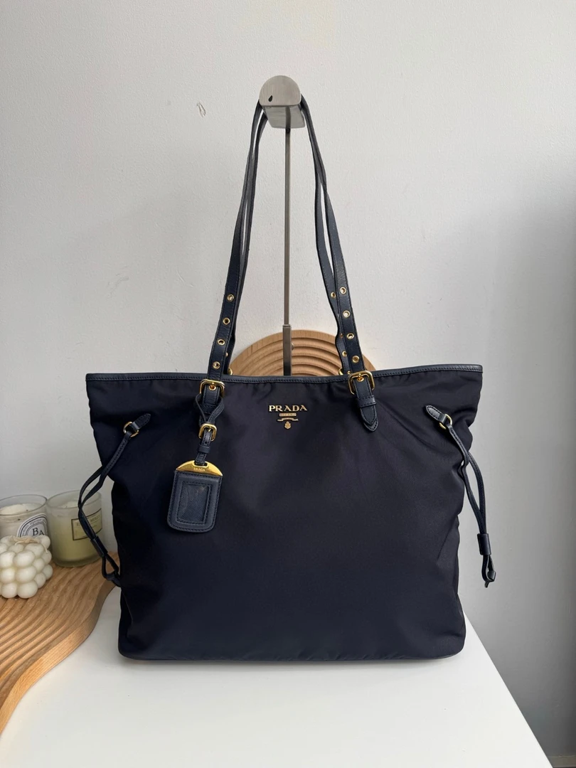 95新 Prada/普拉达 普拉达蓝金单肩托特包包(36cm)/Y347