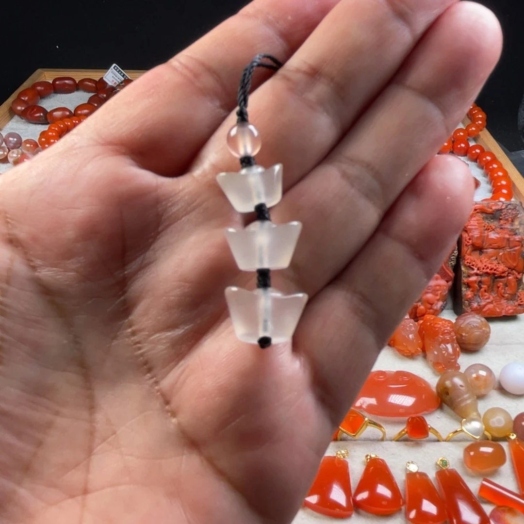 玛瑙/玉髓保山天然天然原矿杨柳高冰荔枝冻元宝吊坠花****好