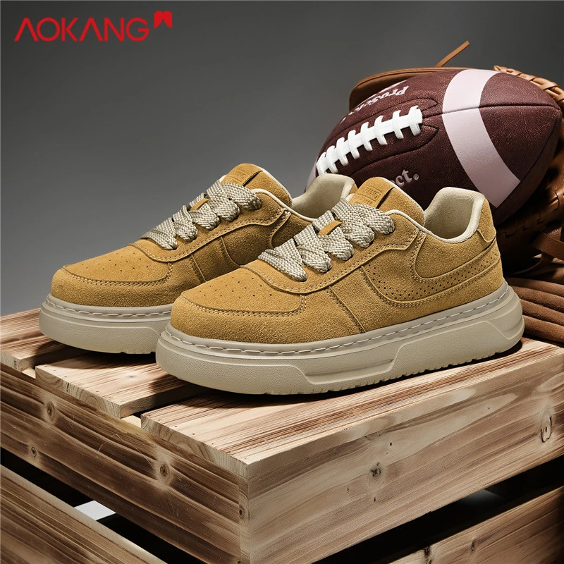 Aokang/奥康2025秋季男鞋休闲百搭耐磨增高厚底软底运动板鞋男