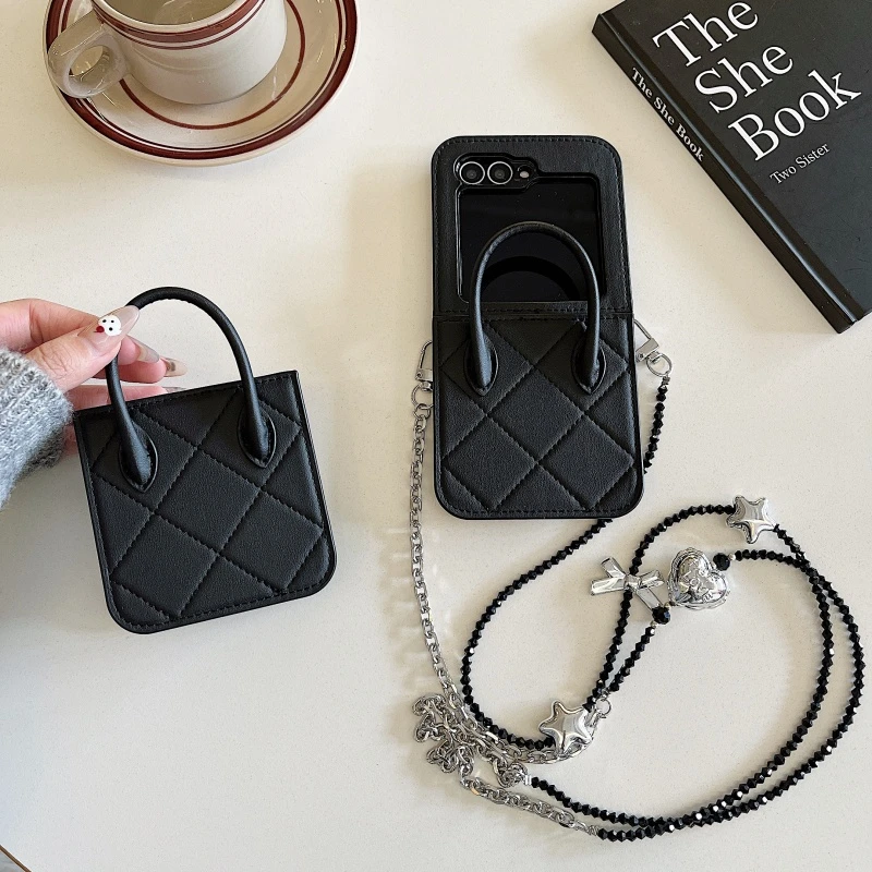 时尚女款适用三星zflip6折叠屏手机壳小米MIX Flip手提包包保护套