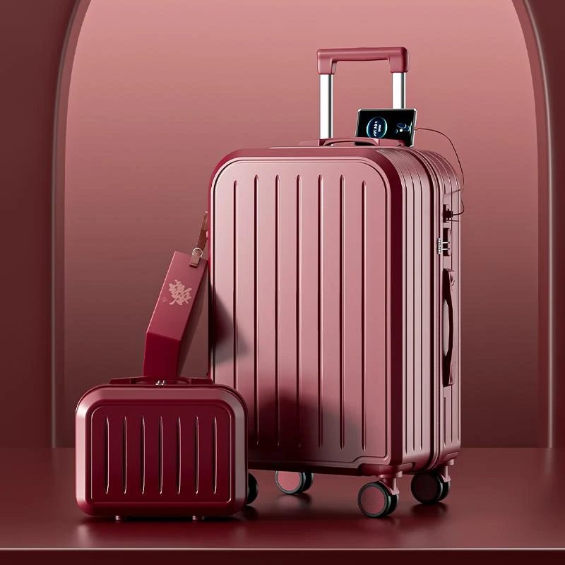 FAVMARTHA结婚行李箱红色订婚陪嫁子母箱女新娘婚礼拉杆箱密码锁A