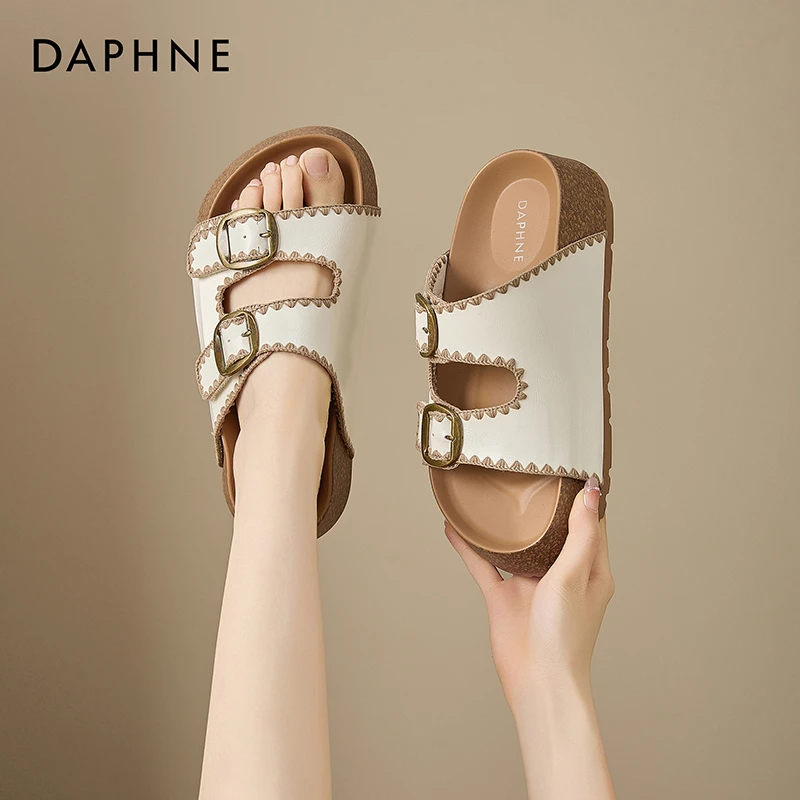 达芙妮厚底凉鞋女款2025夏季新款博肯拖鞋时尚百搭外穿耐磨女鞋子