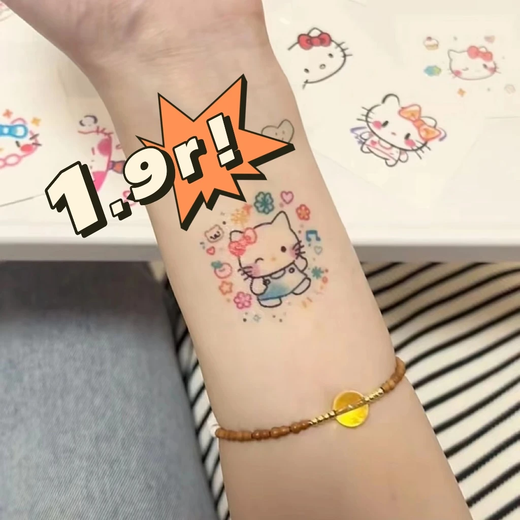 【创意】多巴胺kitty猫纹身贴可爱卡通防水持久手臂贴纸ins风可洗