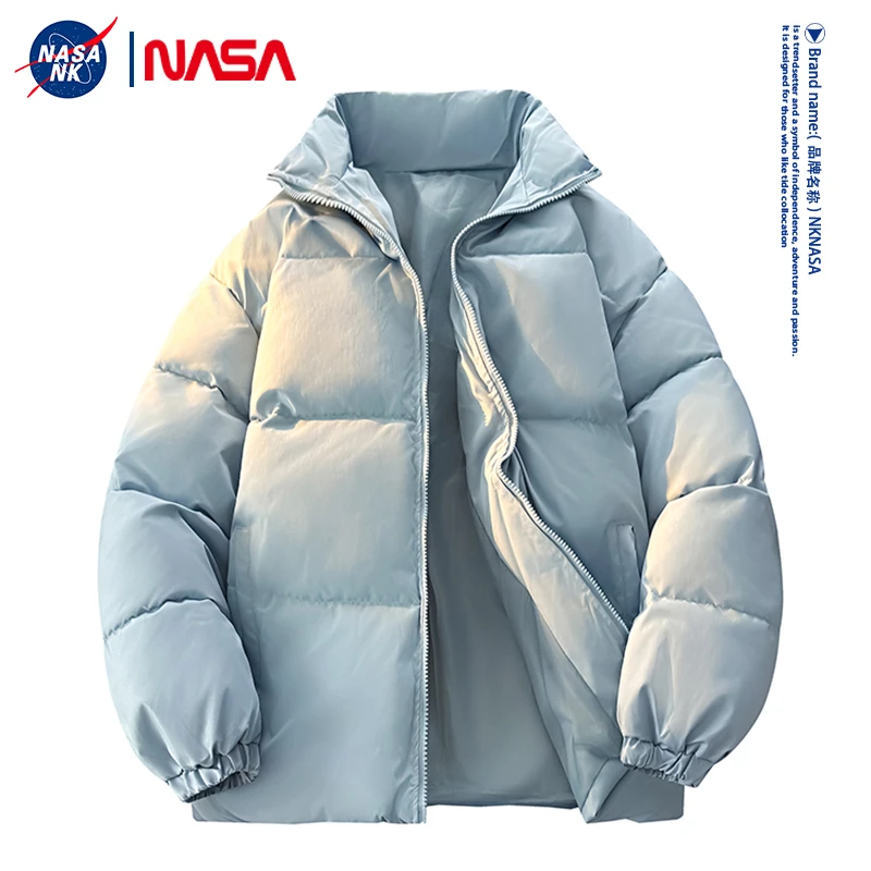 NASA联名秋冬季情侣棉衣男女同款加厚保暖面包服外套短款立领棉服