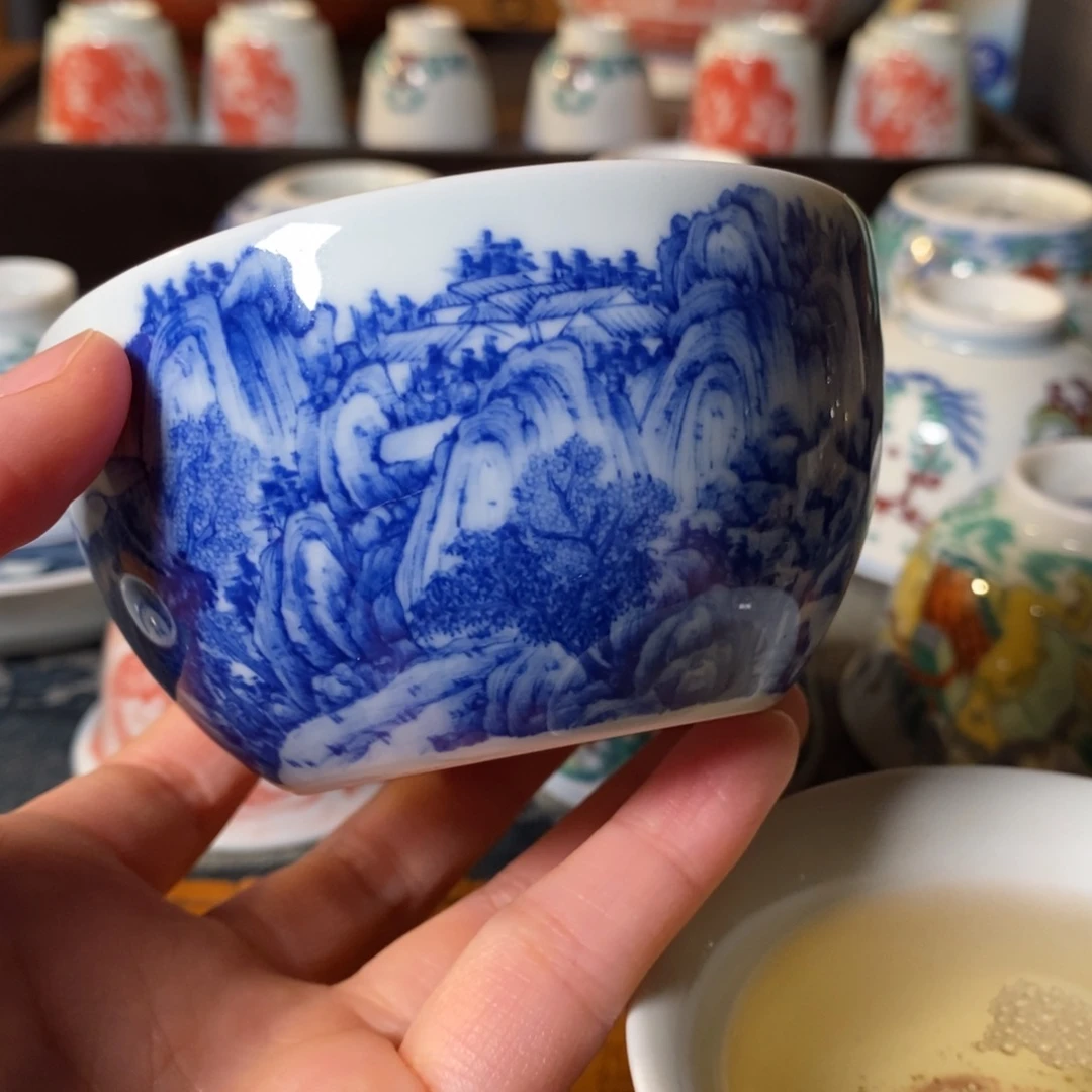 如波珍玩重工山水缸杯