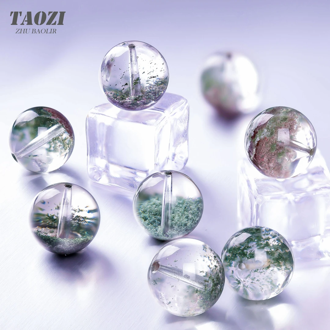 【桃总推荐】绿幽灵水晶13mm圆珠配饰/多样性发一件@@ZY50228001