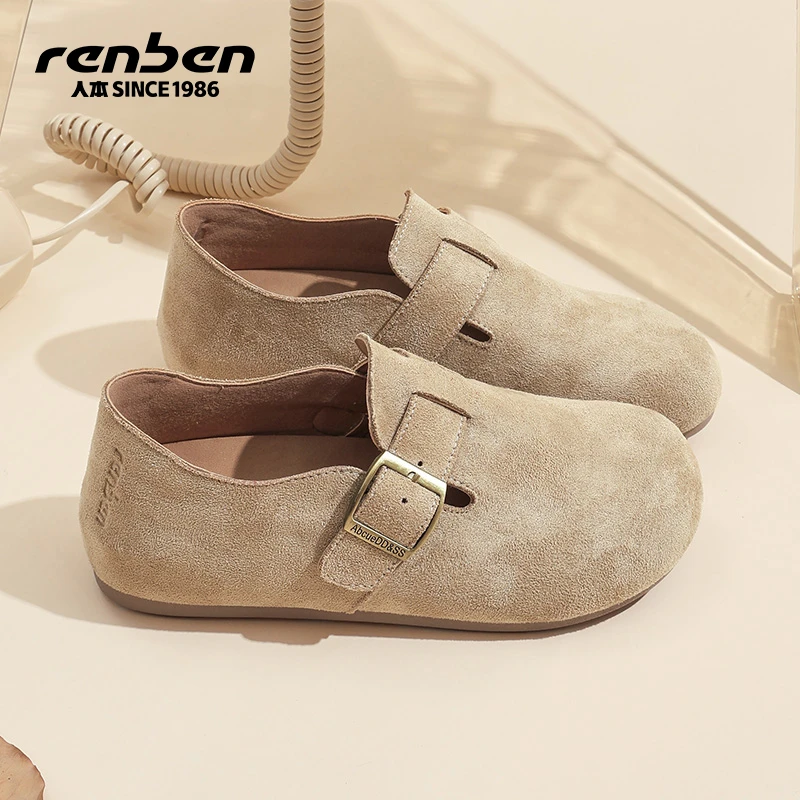 人本官方旗舰店2025新款勃肯鞋时尚休闲鞋皮鞋平底琥珀流光风穿搭