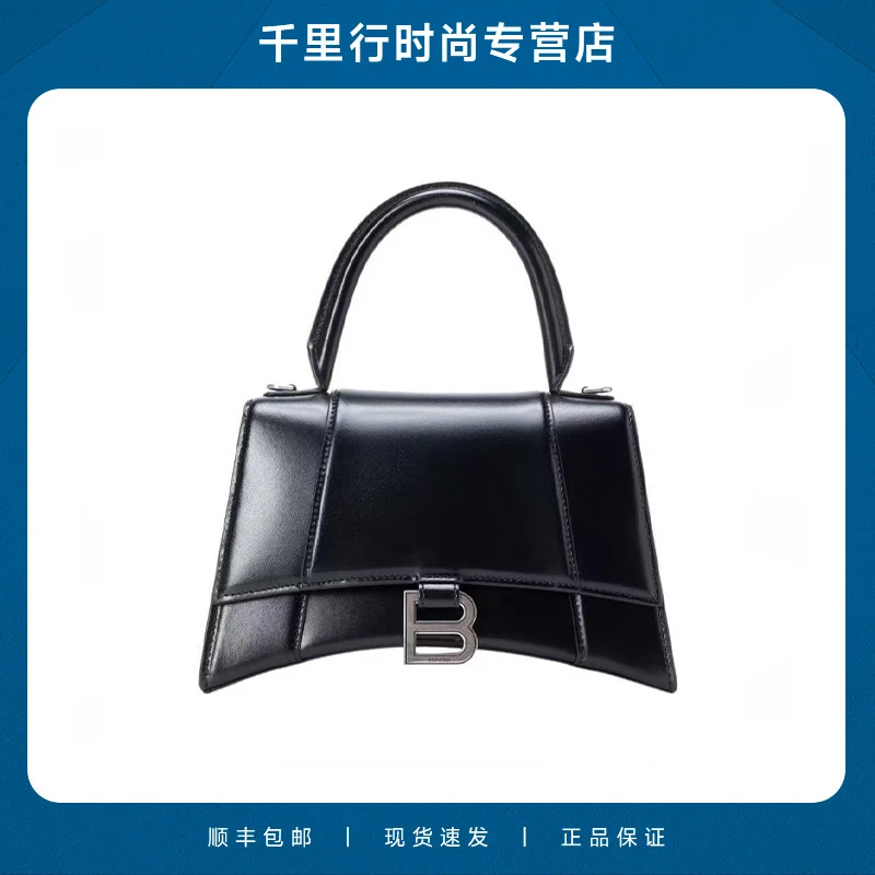Balenciaga巴黎世家牛皮沙漏单肩包黑色593546-1QJ4Y-1000