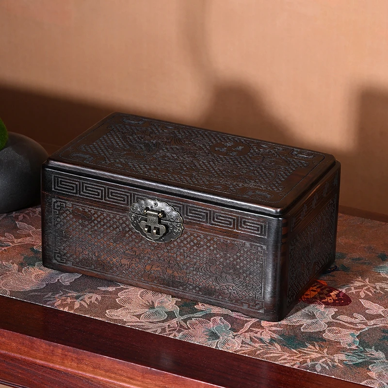 老挝红酸枝幸福美满首饰盒（礼盒+锁）