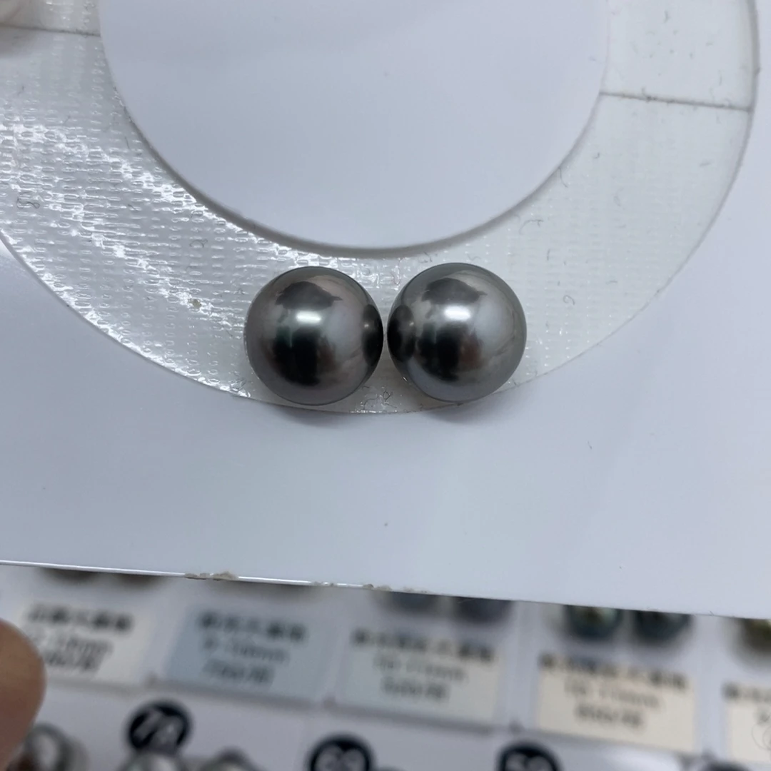 海水珍珠颈饰未镶嵌11-12mm 大溪地 铂金灰