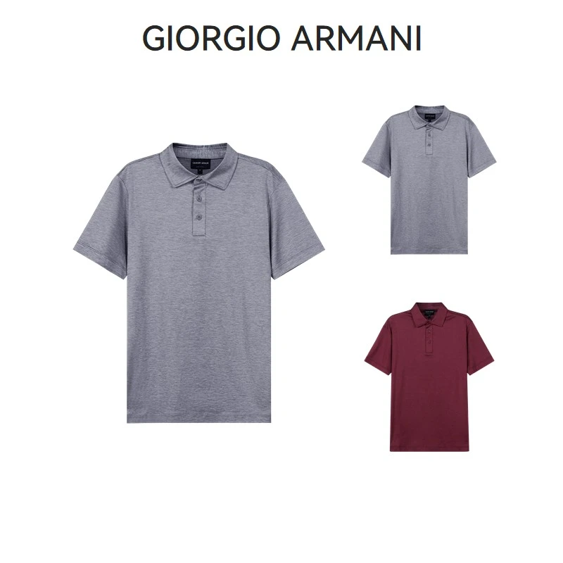 Giorgio Armani阿玛尼 男士桑蚕丝/棉微透短袖POLO衫3KSF74 SJZHZ