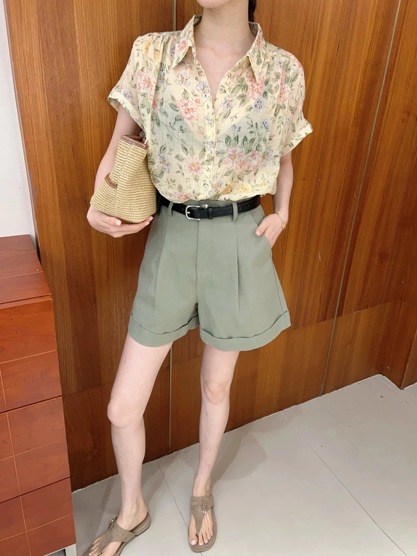 DD-43220碎花气质百搭显瘦名媛衬衣