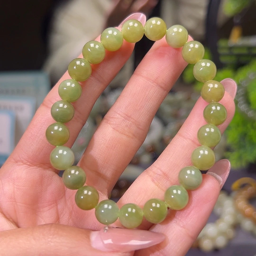 和田玉未镶嵌手串黑羊洞碧玉