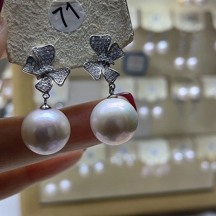 淡水珍珠耳饰银S925镶嵌