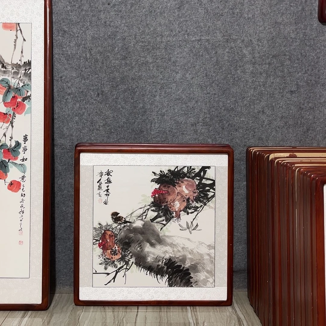 国画书画作品带框63×63