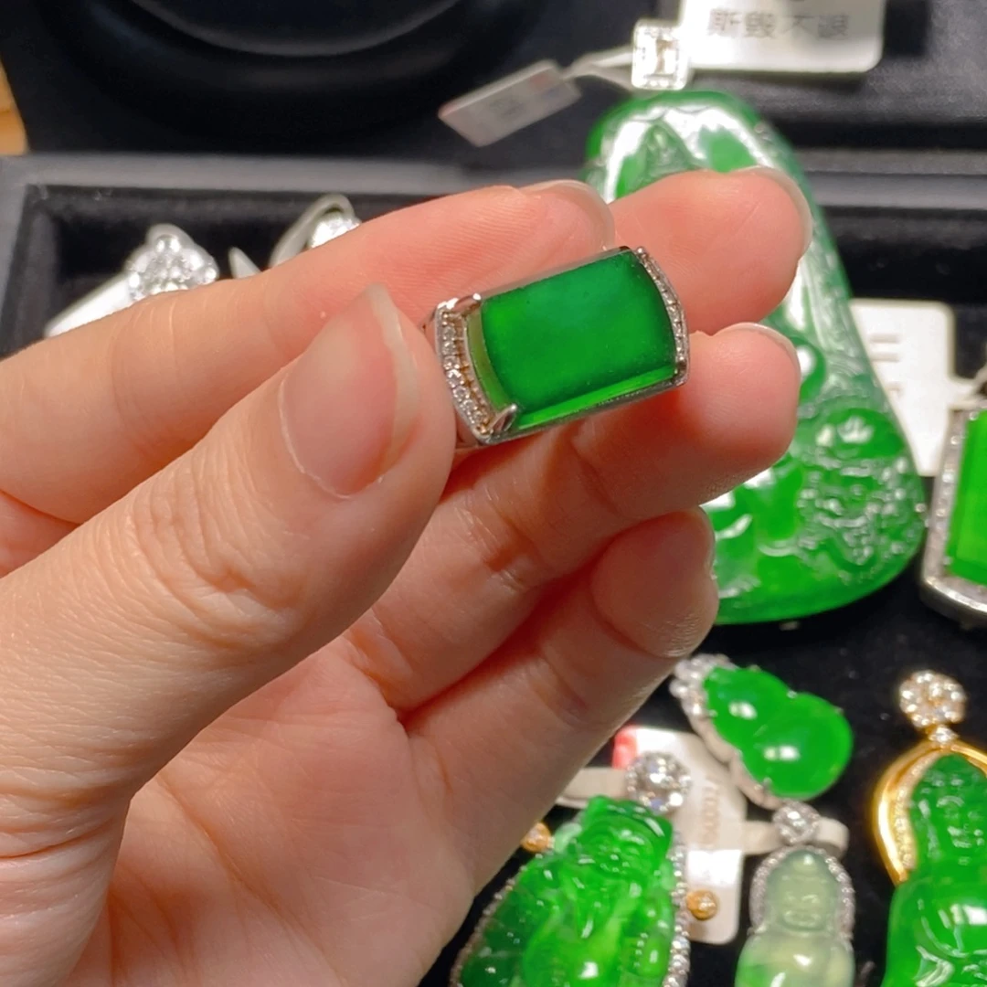 翡翠银S925镶嵌吊坠(不含链)