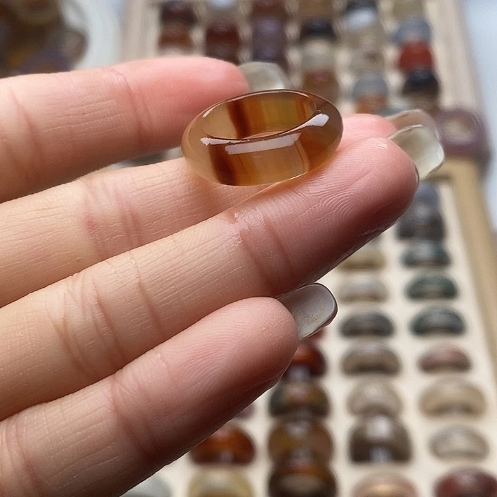 玛瑙/玉髓未镶嵌戒指B 25不退换港9直径15.2