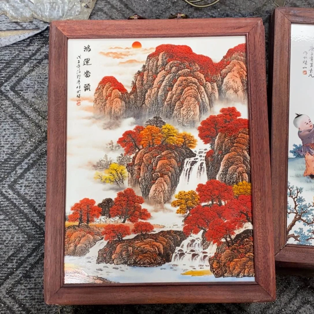 瓷片37*28 景德镇瓷板画柴窑烧制