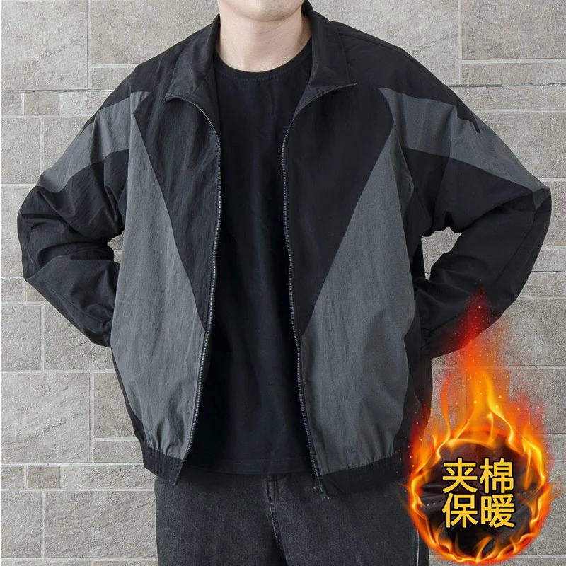 2024春秋季休闲男外套帅气夹克韩版男拼接薄款宽松百搭运动
