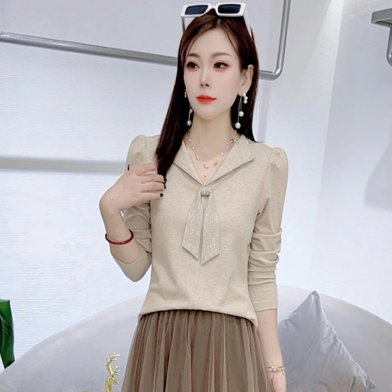 时尚设计感蝴蝶结打底衫女士2025秋季新款气质时髦修身显瘦上衣潮