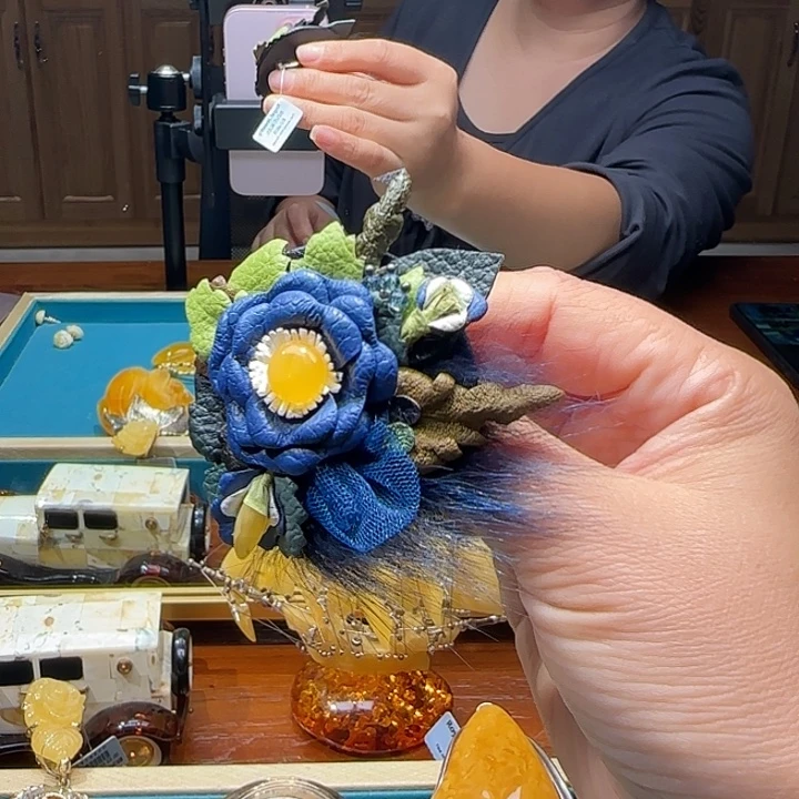 琥珀未镶嵌耳饰波兰设计款琥珀蜜蜡