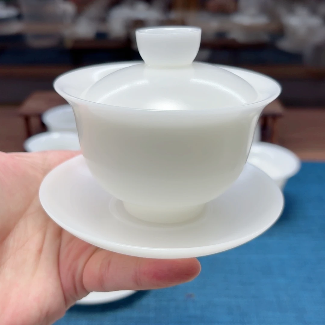 素烧璞玉冰种玉瓷茶具