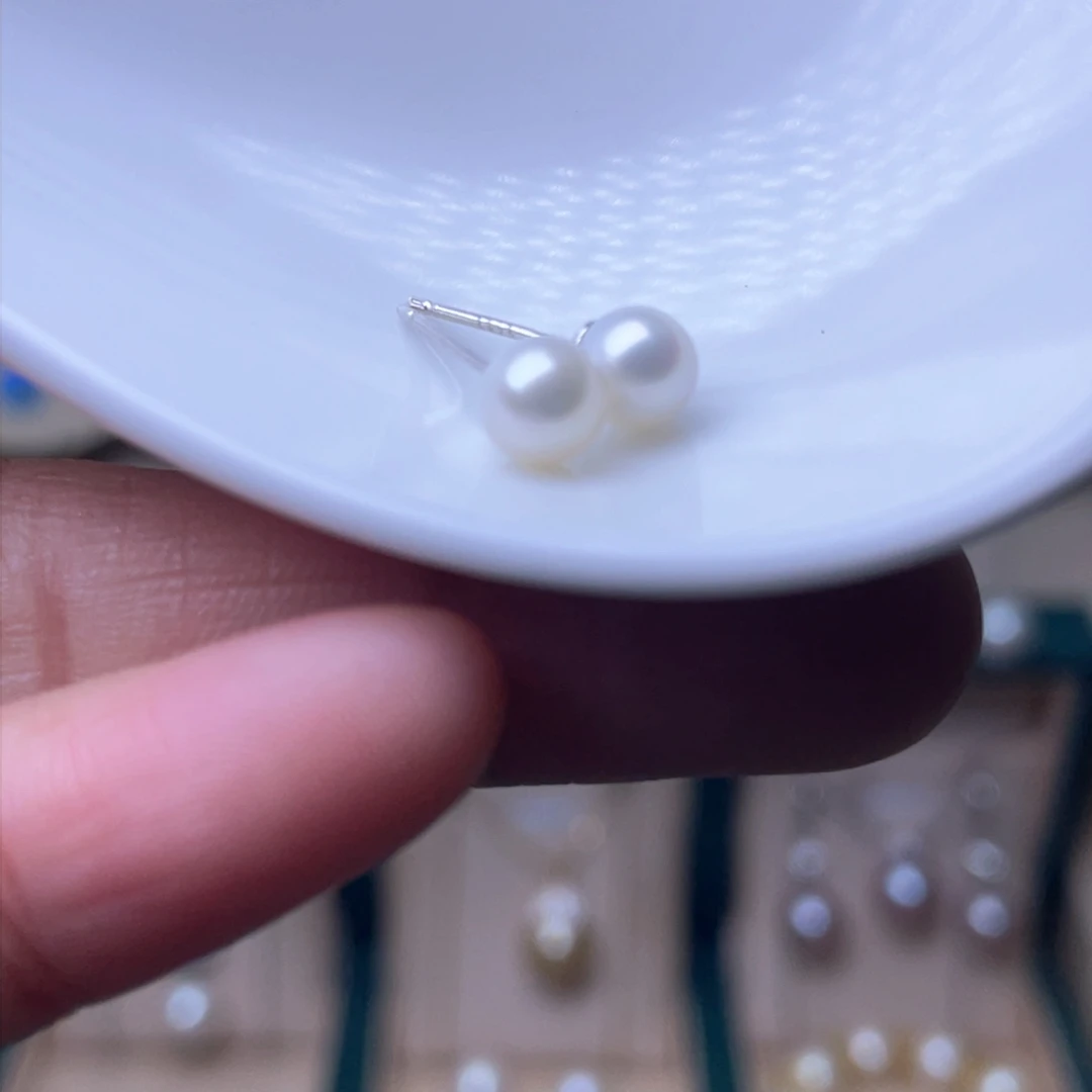 淡水珍珠耳环银S925镶嵌