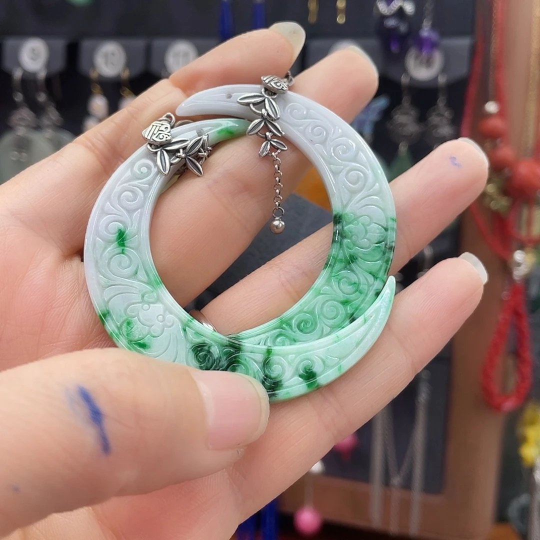 翡翠银S925镶嵌耳饰真***爱937ghnhhh