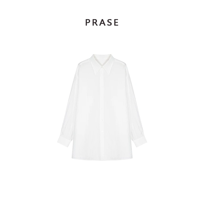 PRASE-VIP回馈-杨【雾都浪漫】微胖轻奢春女纯色长袖衬衫PR502E41