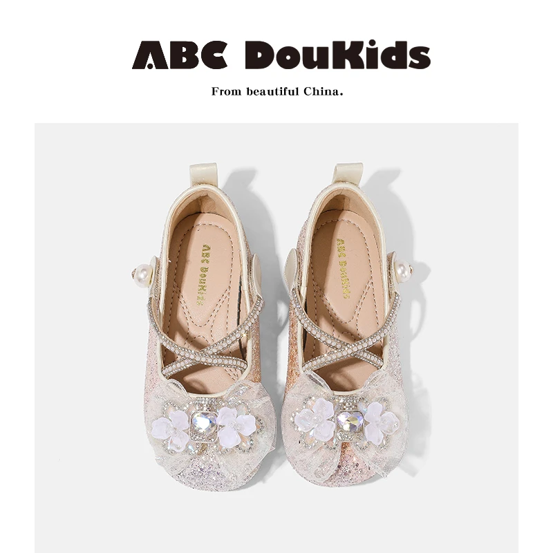 ABC Doukids儿童公主鞋2025早秋新款韩版单鞋女童时尚闪亮水晶鞋