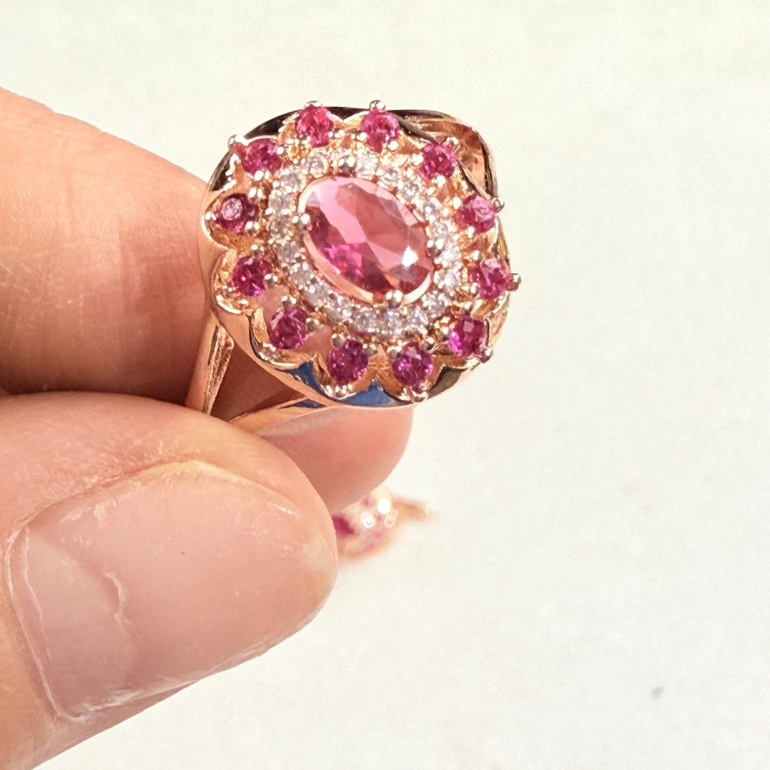 纯铜仿水晶戒指 新款روسىيە قاپلىما قىزىل ئالتۇن ھالقا